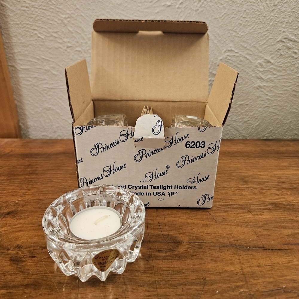 Princess‎ House 3 Piece 24% Lead Crystal Tealight Holders Highlights #6203